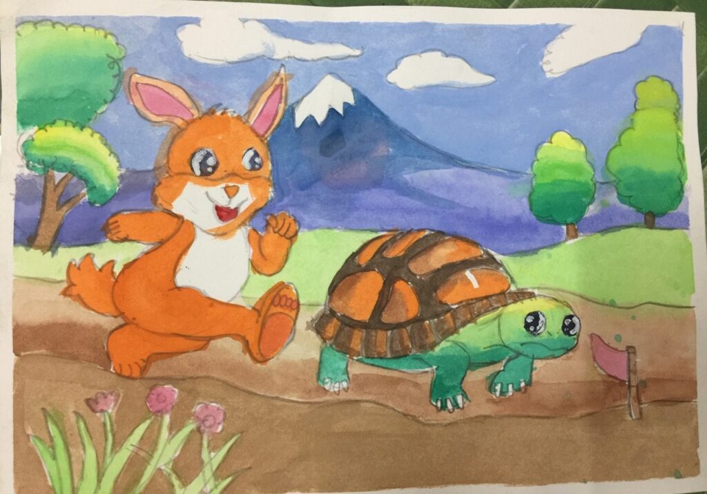 ウサギとカメのレース（8歳）